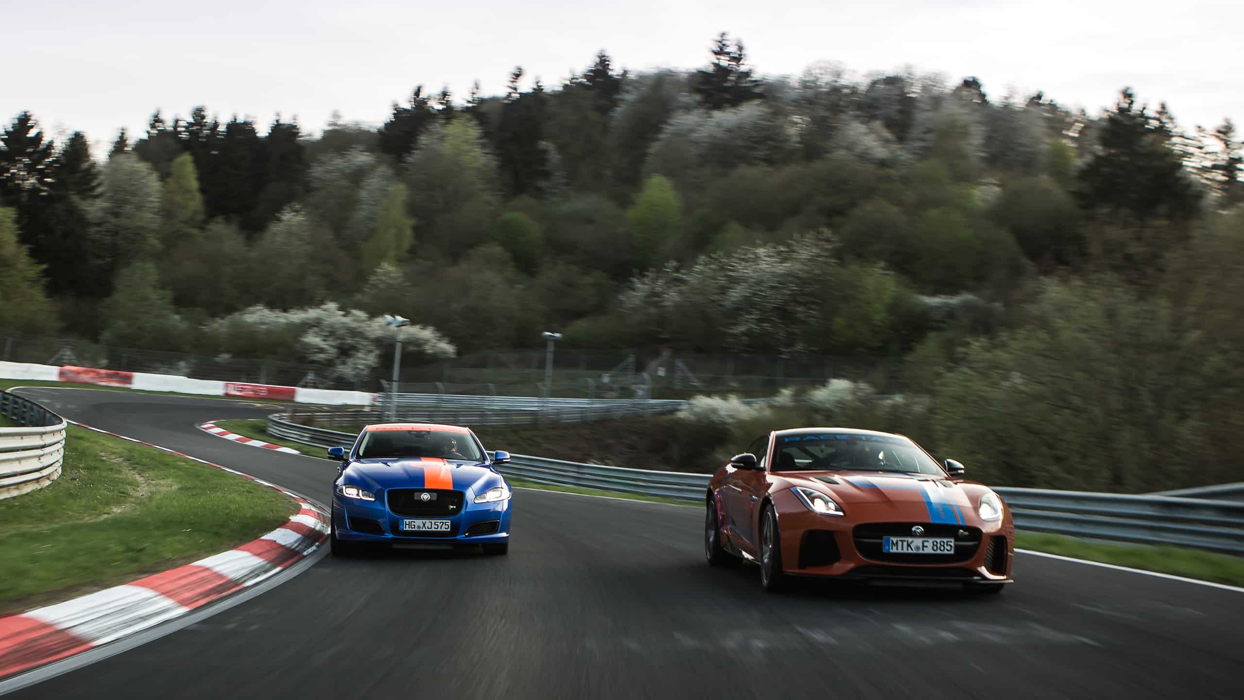 Jaguar Car Racing on Hilly Racing Track